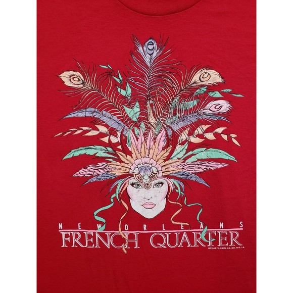 VTG 1987 Women's O/S French Quarter Single Stitch Jerzees T-Shirt Dress Red - Picture 2 of 7
